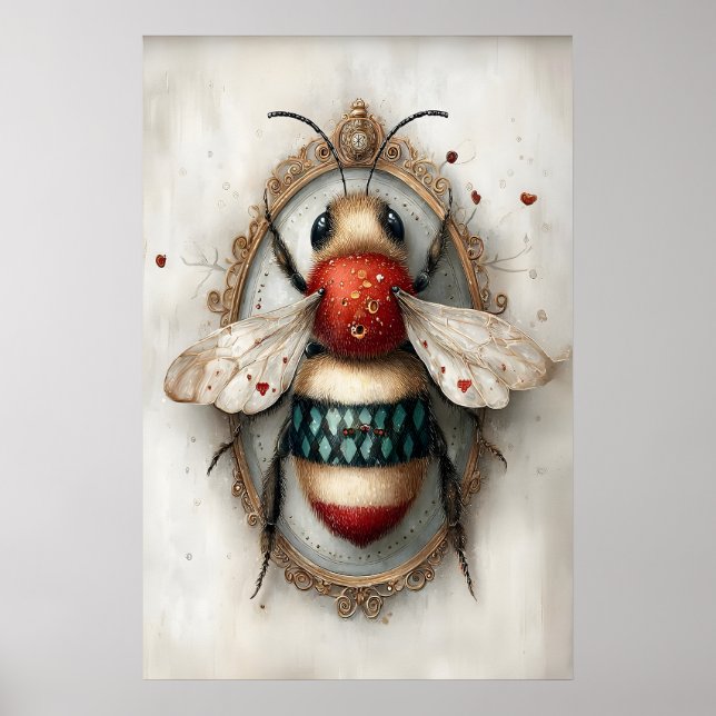Boho Bumblebee Print, Bee Spring Printable Wall Poster (Front)