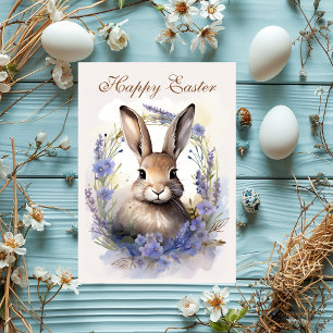 Boho Bunny Bliss: Happy Easter Wishes Holiday Card