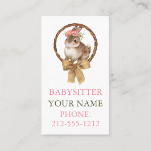 BOHO Bunny Coquette Bow Babysitter Business Cards
