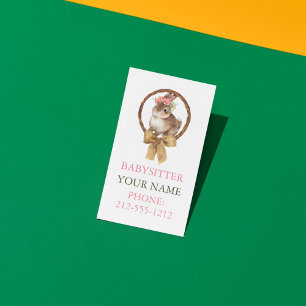 BOHO Bunny Coquette Bow Babysitter Business Cards