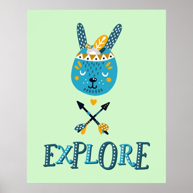 Boho Bunny Face Explore Poster (Front)