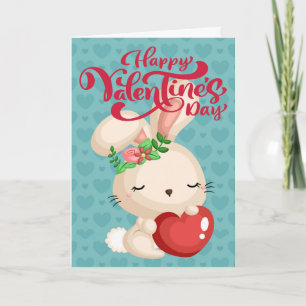 Boho Bunny Happy Valentine's Day Card