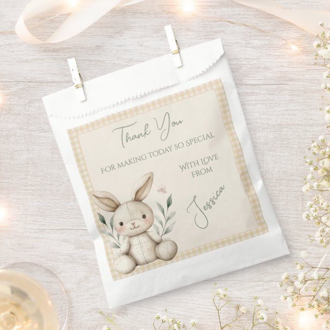 Boho Bunny Neutral Baby Shower Favour Bags (Clipped)