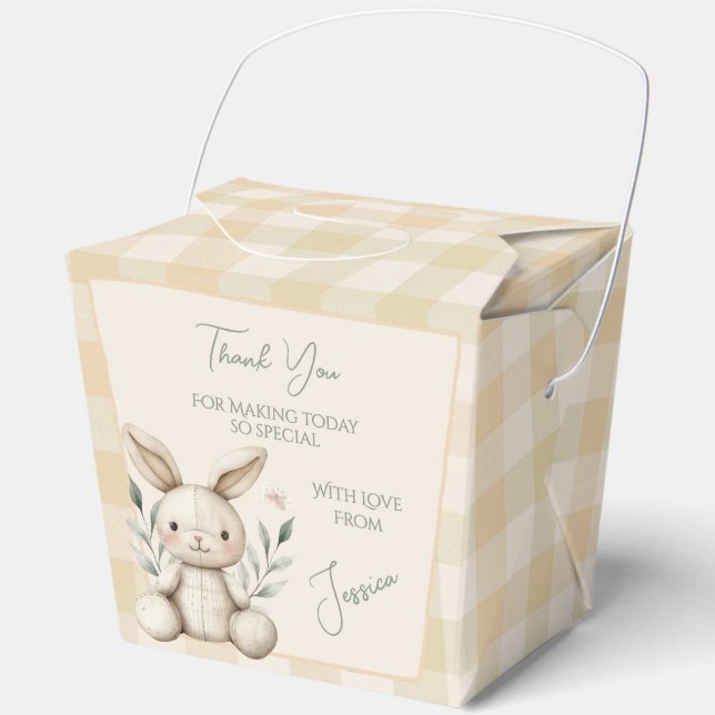 Boho Bunny Neutral Baby Shower Favour Box (Front)