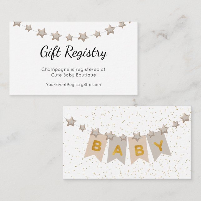 Boho Bunting Flags Baby Shower Gift Registry Enclosure Card (Front/Back)