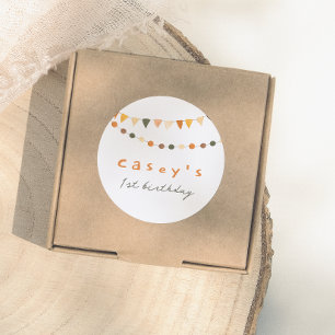 Boho Bunting Flags Gender Neutral Birthday Party Classic Round Sticker