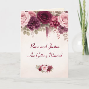 Boho Burgandy Wine Floral Elegant Custom Wedding Invitation