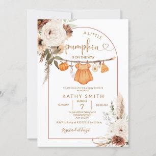 Boho Burgundy A little pumpkin is on the way Invitation