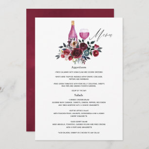 Boho Burgundy and Navy Bridal Shower Wine Tasting Menu
