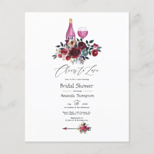 Boho Burgundy and Navy Wine Tasting Bridal Shower  Flyer
