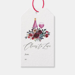 Boho Burgundy and Navy Wine Tasting Bridal Shower Gift Tags