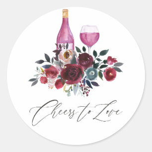 Boho Burgundy and Navy Wine Tasting Classic Round Sticker