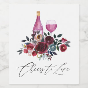Boho Burgundy and Navy Wine Tasting Wine Label