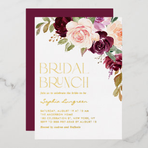 Boho Burgundy and Peach Flowers Fall Bridal Brunch