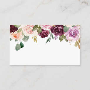 Boho Burgundy and Peach Flowers Fall Place Card