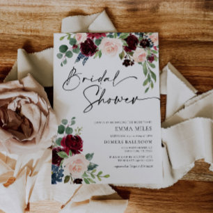Boho Burgundy Blush Bridal Shower Invitation