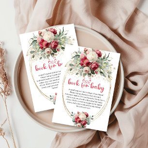 Boho Burgundy Blush Greenery Floral Book Request Enclosure Card