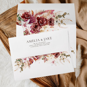 Boho Burgundy Blush Terracotta Floral Wedding  Envelope