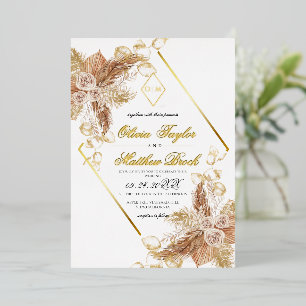 Boho Burgundy Diamond Gold White Wedding Foil 