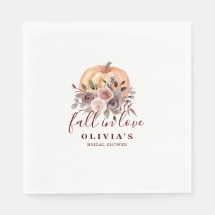 Boho Burgundy fall floral Pumpkin Bridal Shower Napkin