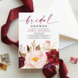 Boho Burgundy Floral Bridal Shower Invitation<br><div class="desc">This elegant bohemian design features a beautiful watercolor bouquet of blush and burgundy flowers and lush greenery. Click the Personalise and "Click to customise further" button to edit the script wording's colour. See the entire collection for more matching items!</div>