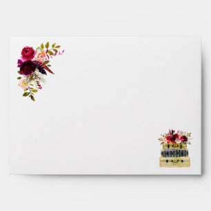 Boho Burgundy floral travel suitcase Envelope