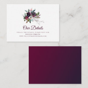 Boho Burgundy Floral Wedding Details Enclosure Card