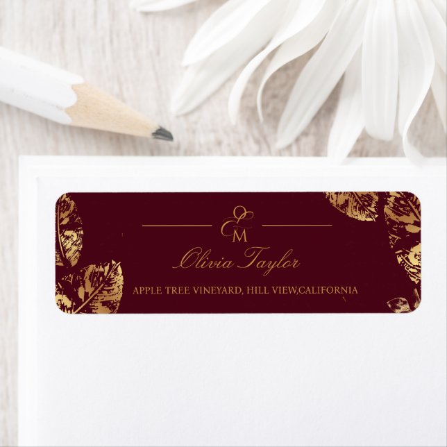  Boho Burgundy | Gold Autumn Wedding Address (Insitu)