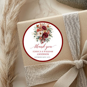 Boho Burgundy Greenery Wedding Sticker Design