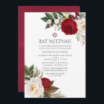 Boho Burgundy - Marsala Floral Bat Mitzvah Invitation<br><div class="desc">Trendy burgundy - marsala bohemian watercolor peonies,  lilies and eucalyptus bat mitzvah invite customisable to your event specifics.</div>