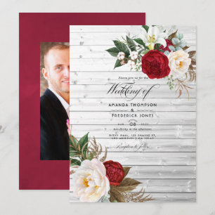 Boho Burgundy - Marsala Floral Bohemian Wedding Invitation