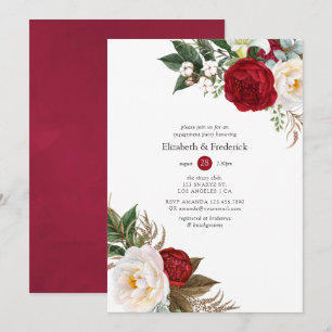 Boho Burgundy - Marsala Floral Bridal Shower Invitation