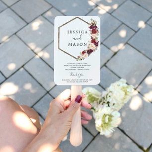Boho Burgundy Marsala Wedding Fan Program
