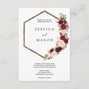 Boho Burgundy Marsala Wedding Invitation