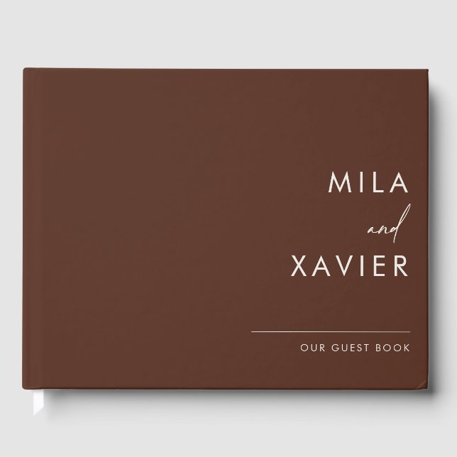 Boho Burgundy | Modern Minimal Wedding Guestbook (Front)