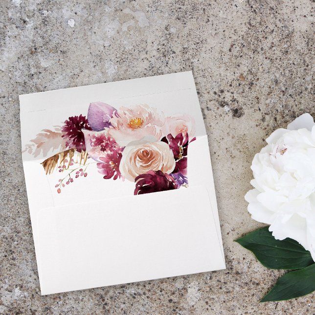 Boho Burgundy & Pink & Fruit Floral Envelope (Creator Uploaded)