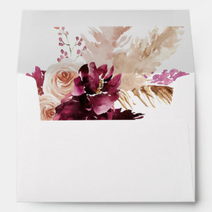 Boho Burgundy & Pink Pampas Grass Floral 2Envelope Envelope