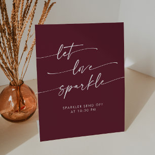Boho Burgundy Red Sparkler Send Off Wedding Pedestal Sign