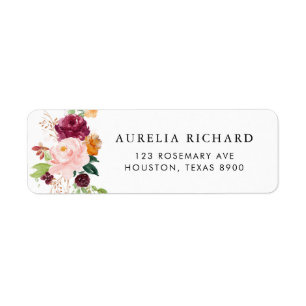 Boho Burgundy Watercolor Autumn Flowers Wedding