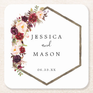 Boho Burgundy Wedding Coasters