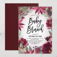 Boho Burgundy Winter Floral Baby Shower Brunch