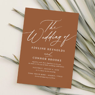 Boho Burnt Orange Calligraphy Wedding of Invitation