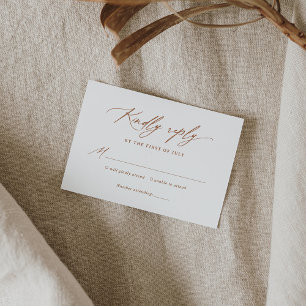 Boho Burnt Orange Calligraphy Wedding RSVP Card