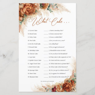 Boho Burnt orange copper floral pampas What Cake