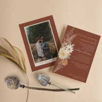 BOHO Burnt Orange Fall Floral Pampas Grass Elegant