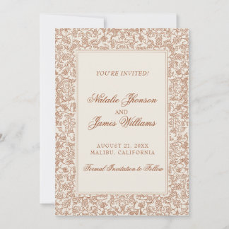 Boho Burnt Orange Floral Terracotta Photo Wedding  Save The Date