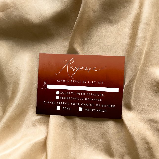 Boho Burnt Orange Ombre Meal Option RSVP Card (Creator Uploaded)