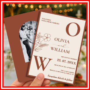 Boho Burnt Orange Terracotta Rustic Wedding Invitation