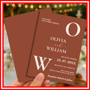 Boho Burnt Orange Terracotta Rustic Wedding  Invitation