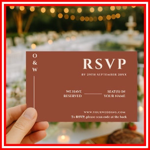 Boho Burnt Orange Terracotta Rustic Wedding RSVP Card